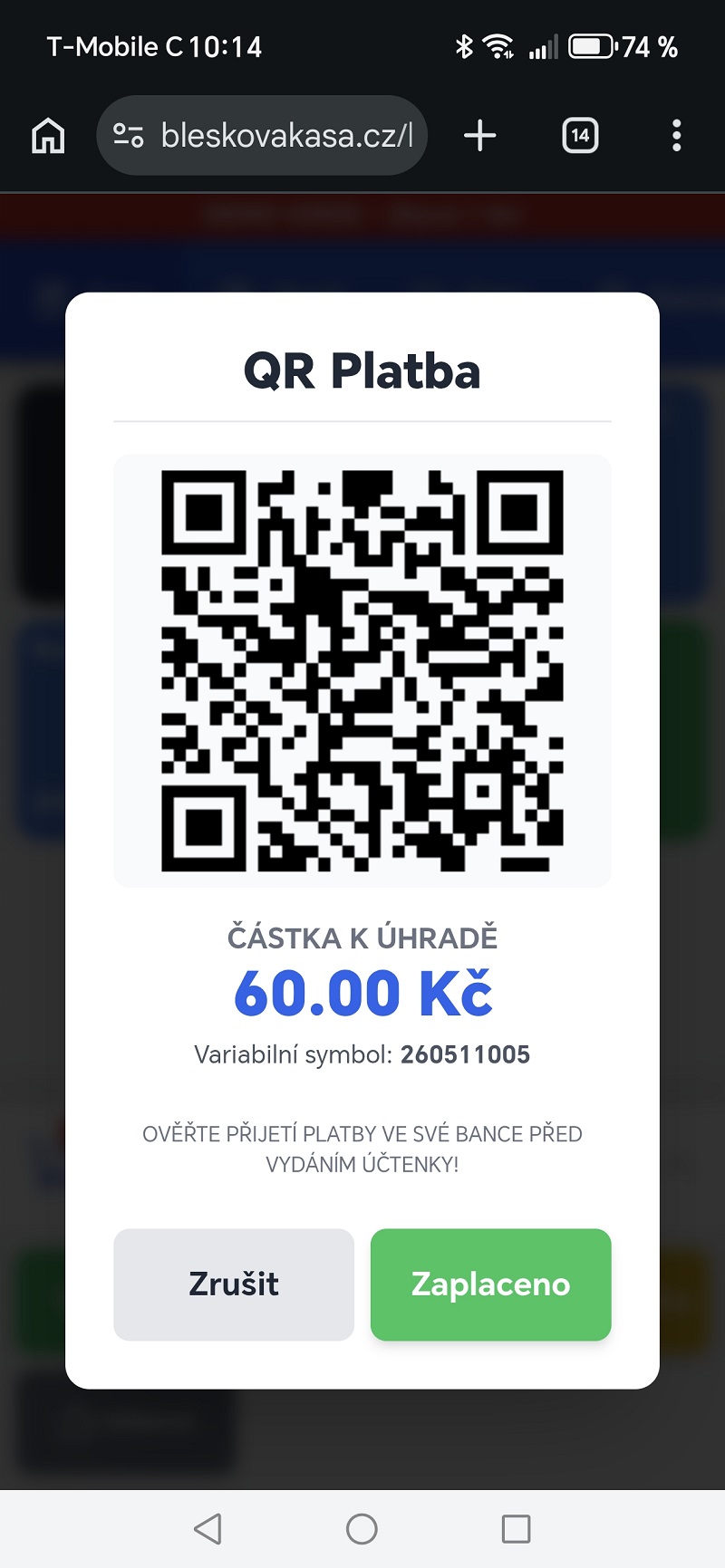 QR Platba bez terminálu