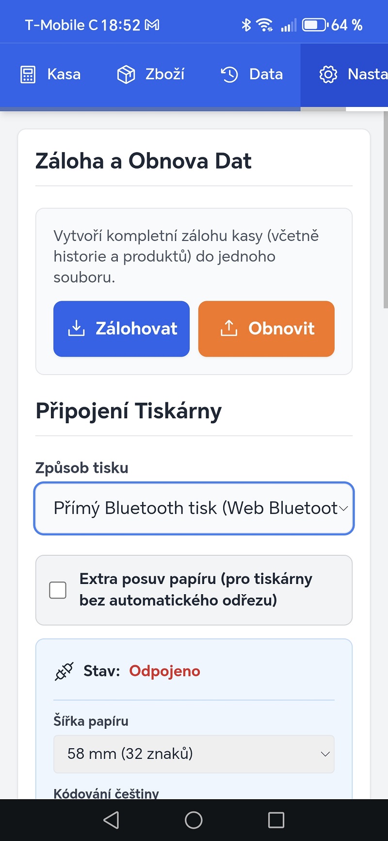 Stav tiskárny